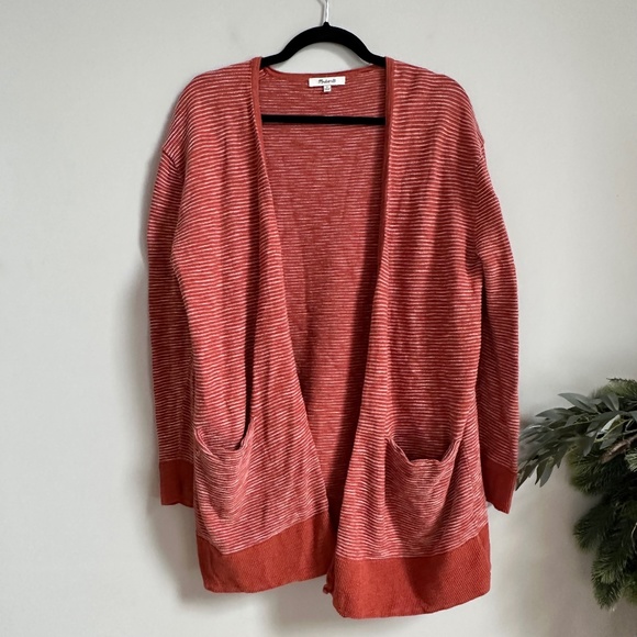 Madewell Summer Ryder Stripe Cardigan in Rusty Torch - Picture 2 of 7